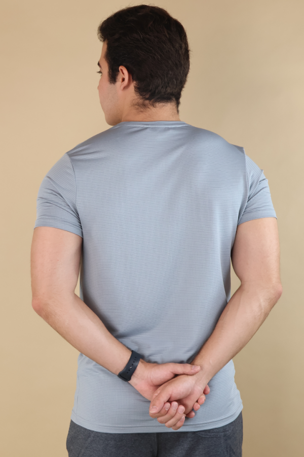 Playera Deportiva Secado Rápido Gris Para Hombre Manga Corta